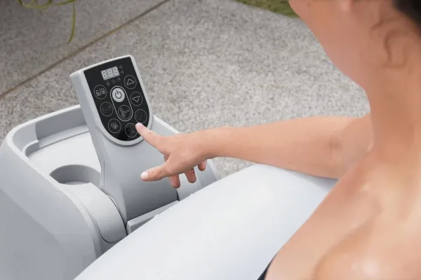 Bestway 60009, 669 L, 4 person(er), Rund, Boble/Jet massage, Acrylonitrilbutadienstyren, PVC, Grå, Hvid