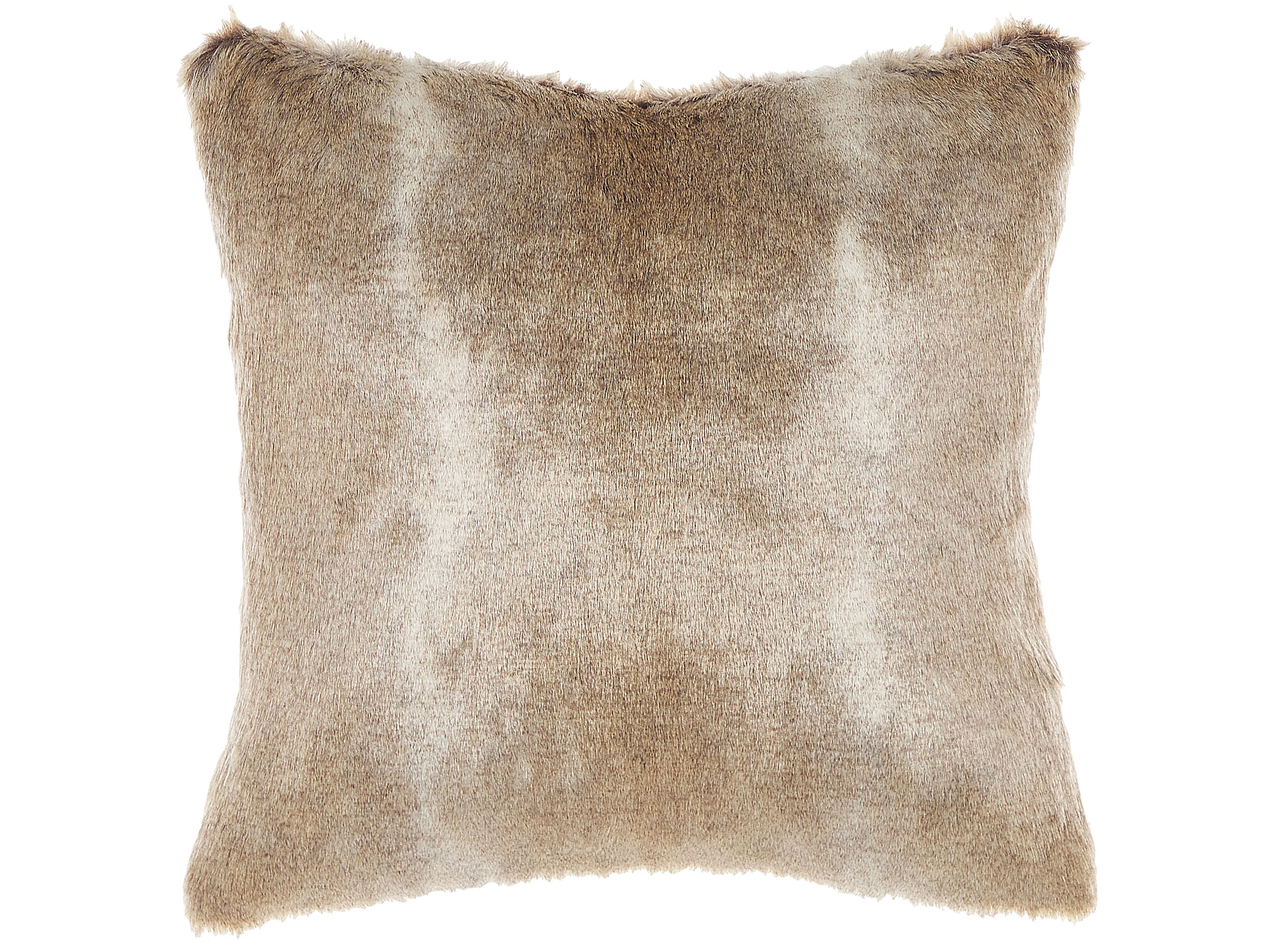 Set van 2 sierkussens HORDEUM Nepbont 45 x 45 cm Lichtbruin effen