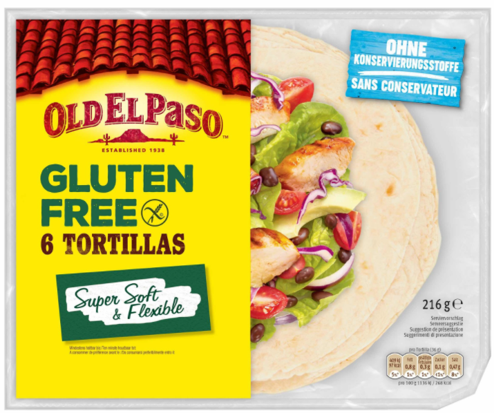 old el paso Tortillas Glutenvrij 6 Stuks 216g
