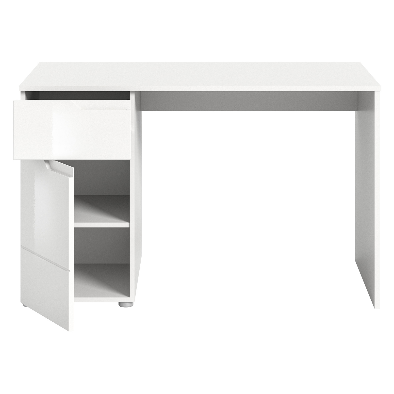 Schreibtisch HILTON - alpinweiß - weiß Hochglanz - 120 cm breit
