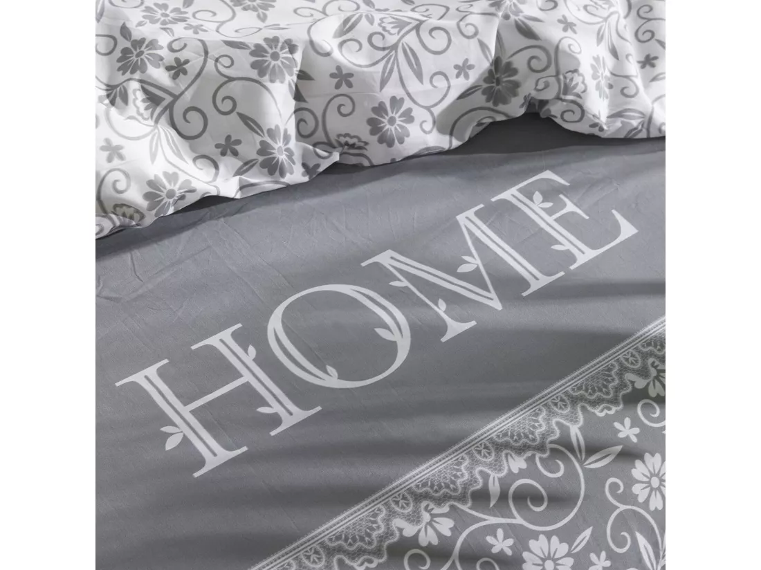 Housse de couette imprimée + 2 quadrants assortis, 100% coton. M/HomeGris.01 220x240cm