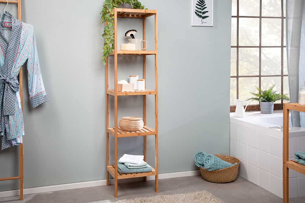 Design Regal LAGOON SPA 145cm Bambusholz vier Fächer Badregal