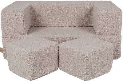 Meowbaby Play Bearly Cube  Byggbar Sofa, Lysegrå