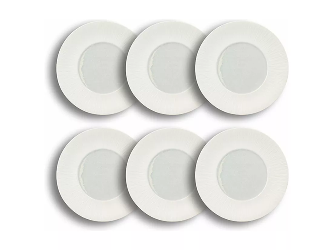 Ogo Living - Lot 6 Assiettes Plates Urus 31cm En Porcelaine Bleu Et Blanc