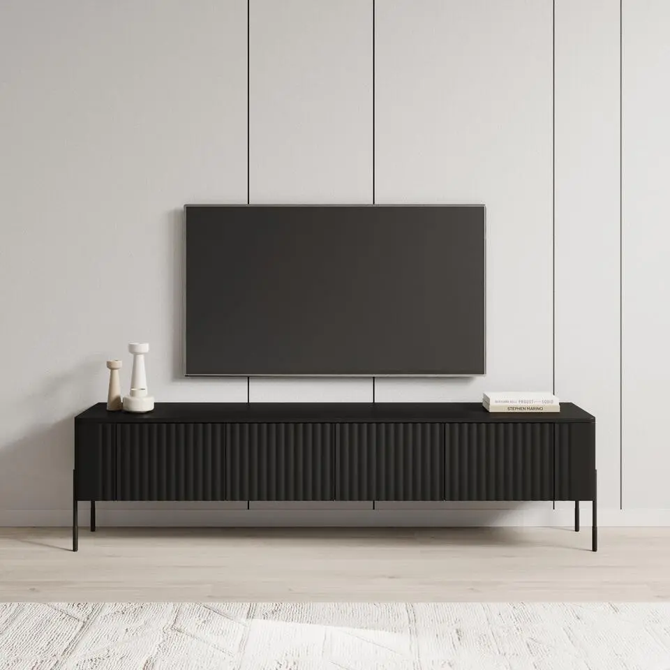 Meubella - Vivi - TV-Meubel - Zwart - 190 cm