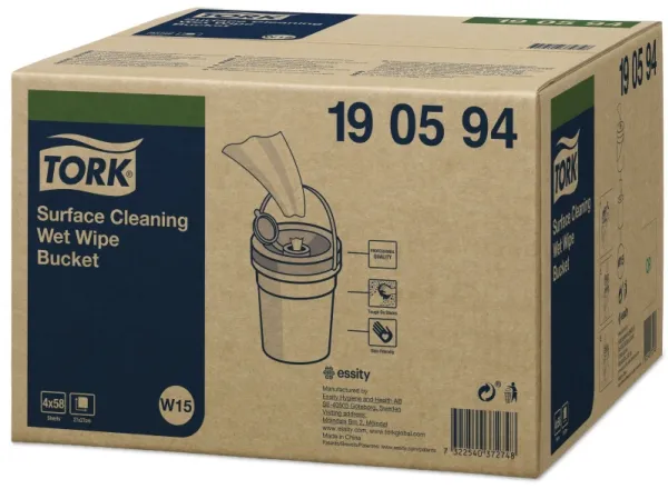 Overfladerengøring Tork Wet Wipes til overflader - spand med 58 klude - (4 stk.)