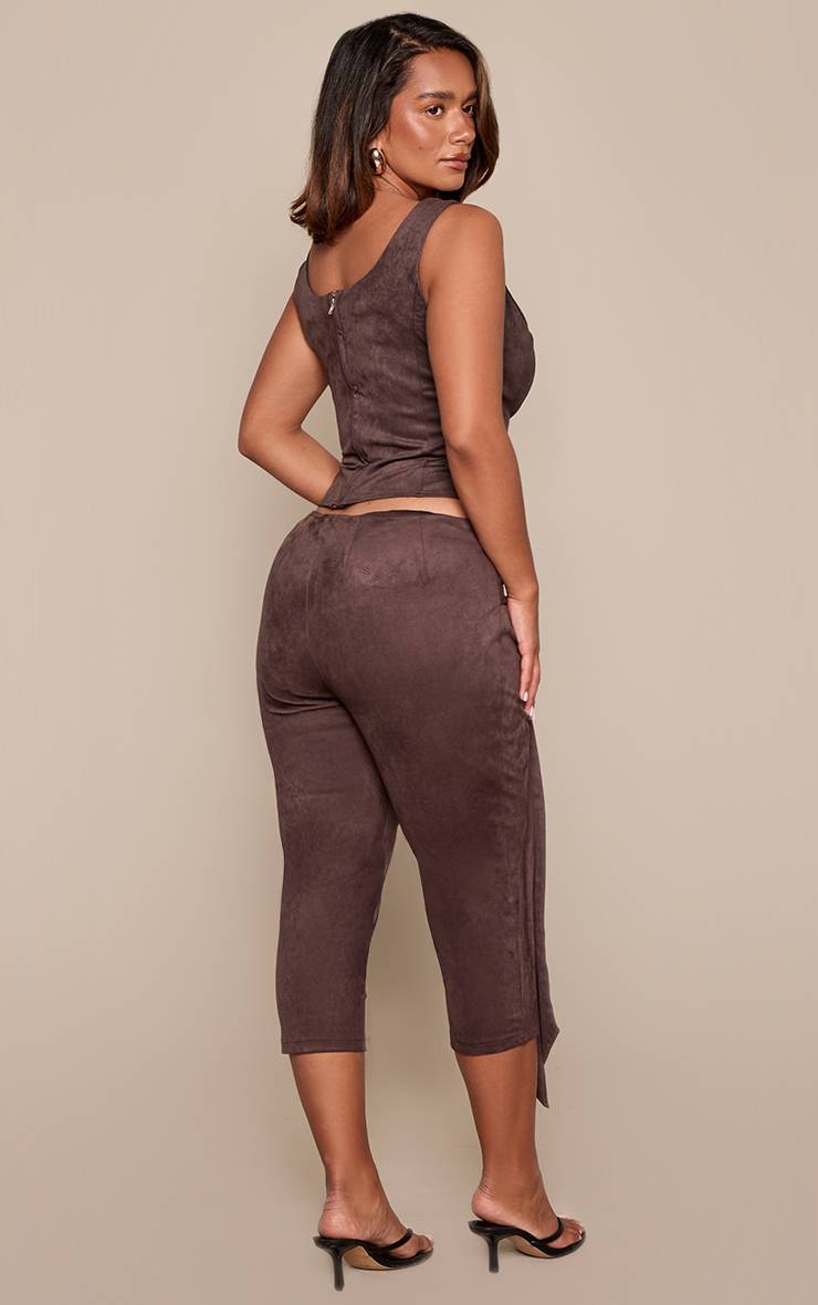 Chocolat Ensemble Coordonné Pantalon Capri Croisé En Synthétique Shape