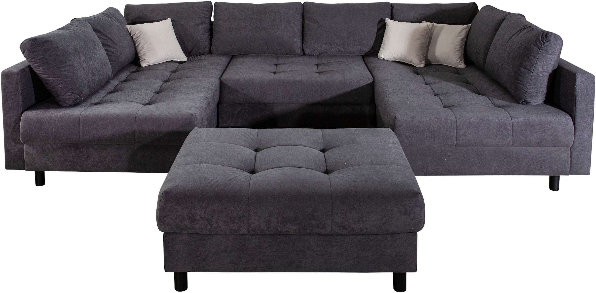 COLLECTION AB Wohnlandschaft »Toni U-Form, B: 298 cm« Set: Sofa & Hocker, 3 Zierkissen, Federkern