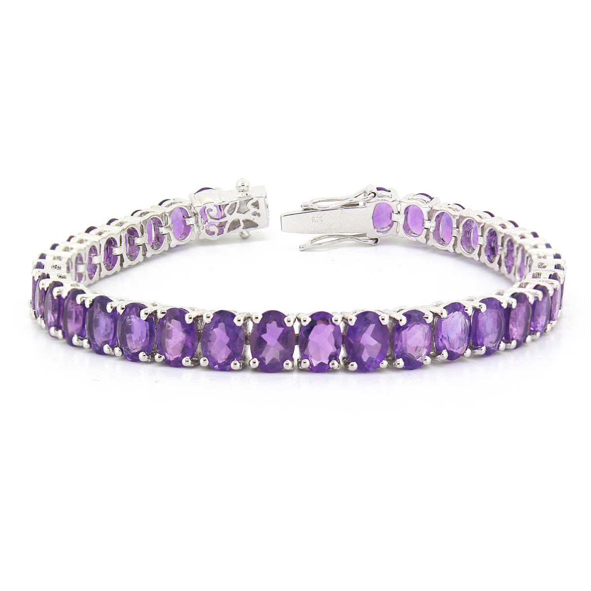 Bracelet en Argent 925 avec Améthyste Ovale - Création Aden Bijoux