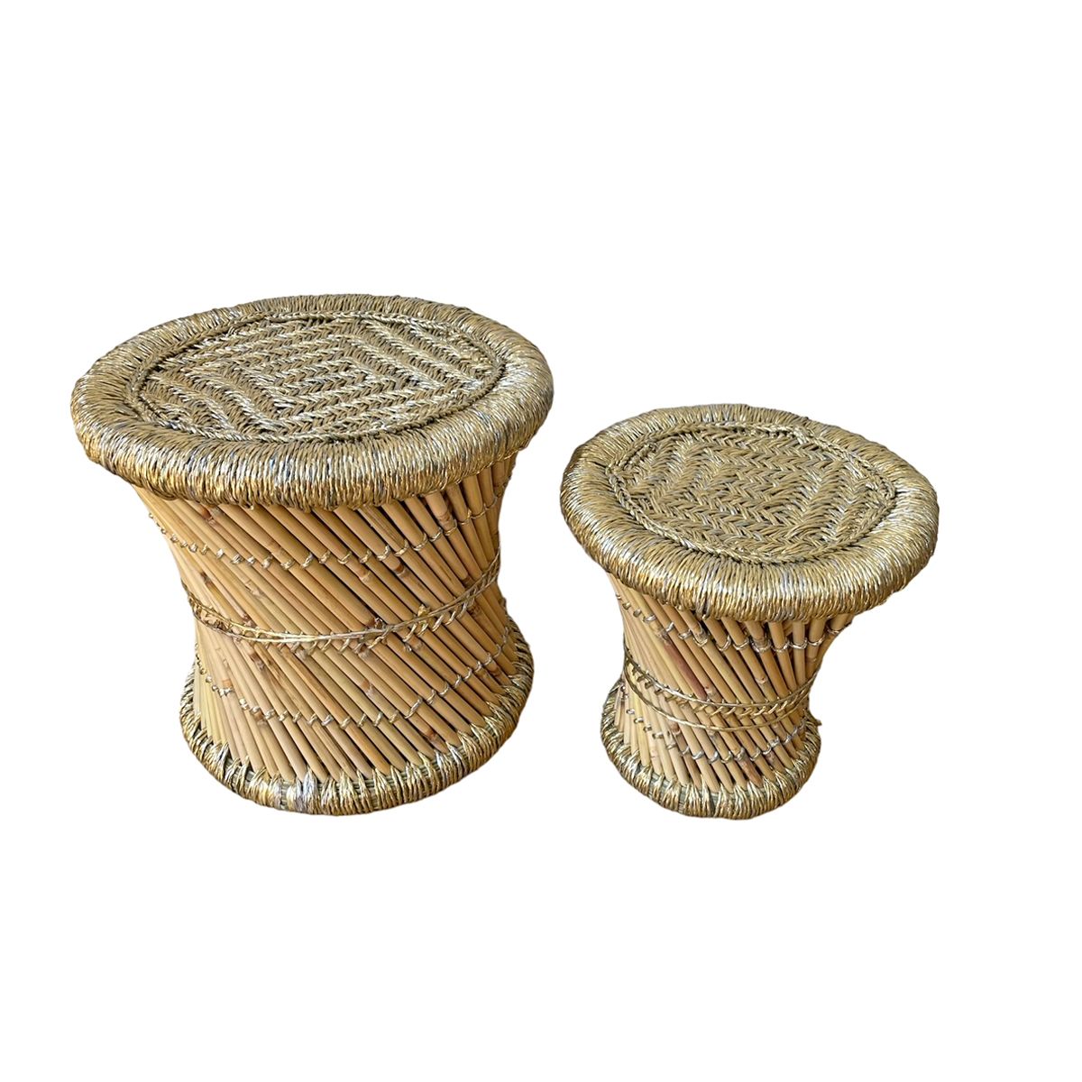 Lot de 2 tabourets rotin- lurex doré Pondie Chérie