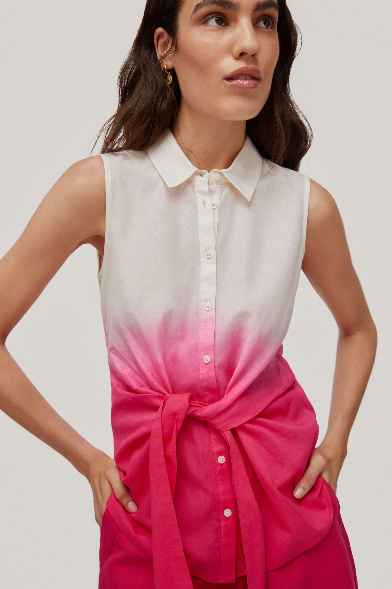 Camiseta regata tie-dye - Coral
