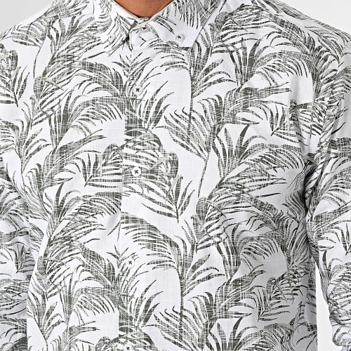 Chemise Manches Longues Floral Blanc Vert