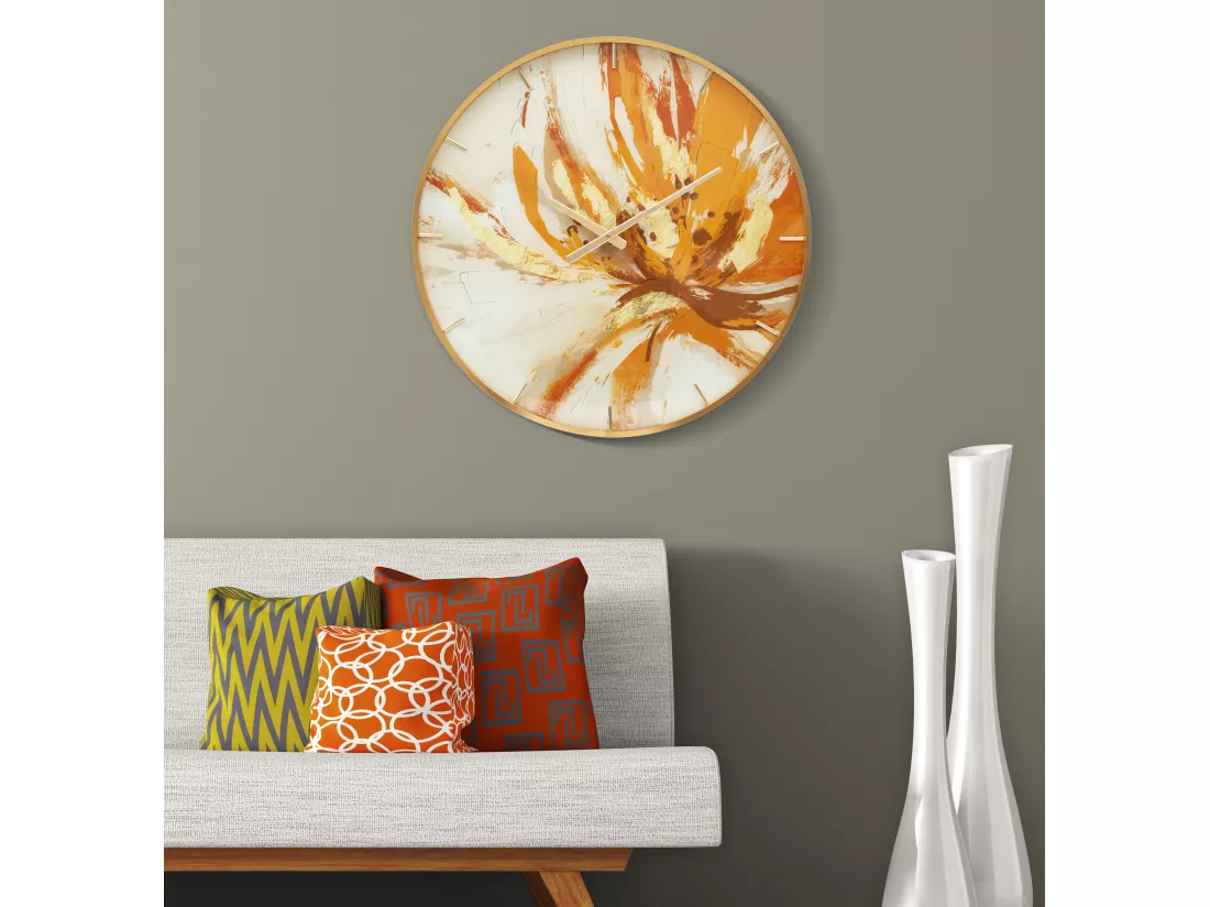 Horloge murale ronde en fibre de bois multicolore Ø cm 60x5