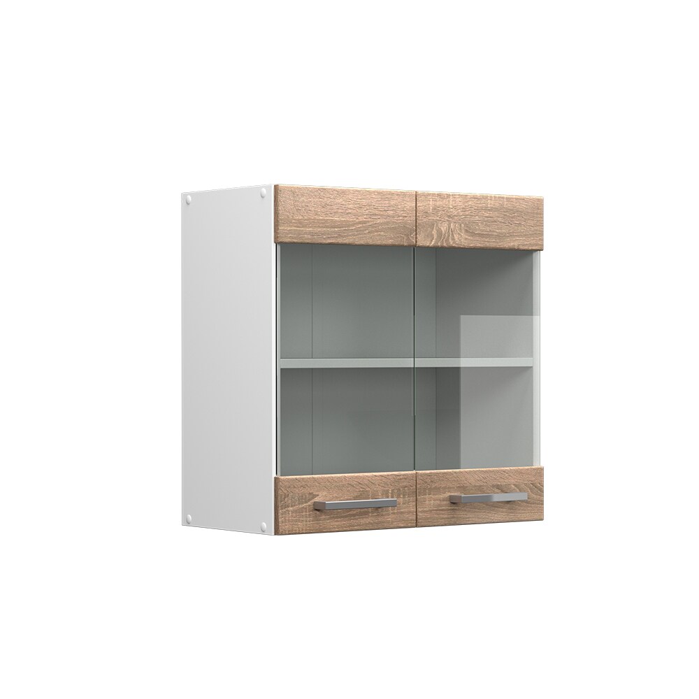 Vicco Hängeglasschrank Küchenschrank Küchenzeile R-Line 60 cm Weiß Sonoma Tür Fächer