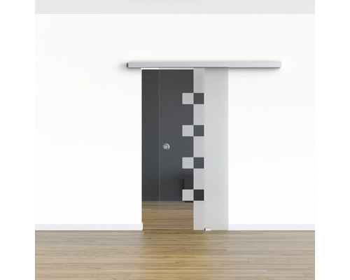 Pertura glazen schuifdeur Glera Cube voor Selir beslag 1025x2050 mm met verzonken greepboring