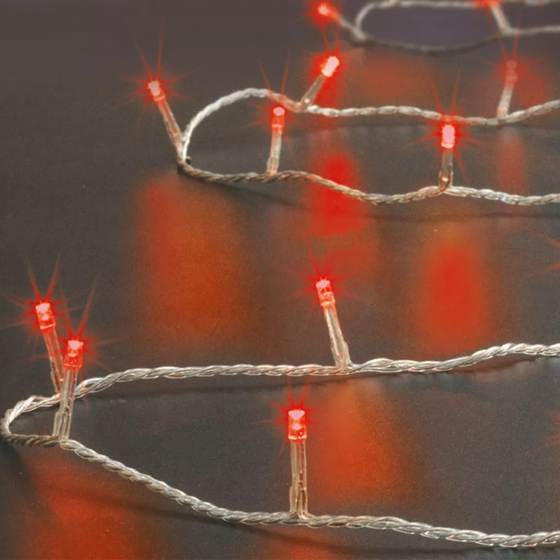 Guirlande lumineuse 10 m 100 LED câble transparent Timer Rouge
