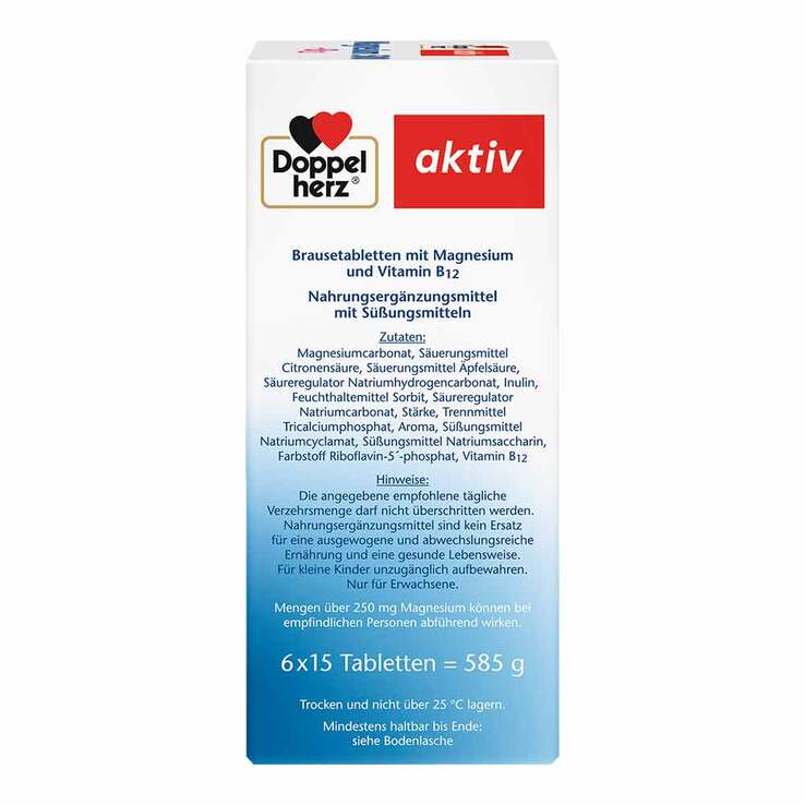 Doppelherz Magnesium 500 + B12 Brausetabletten, 6X15 St