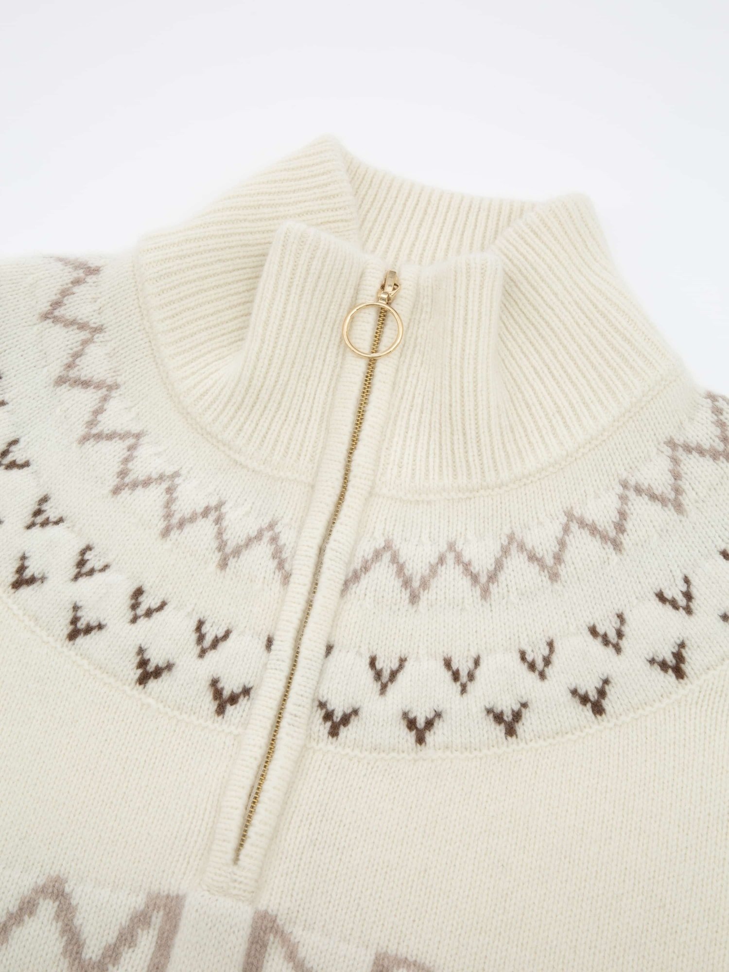 Veslepiggen Jacquard Strikkegenser Dame Beige