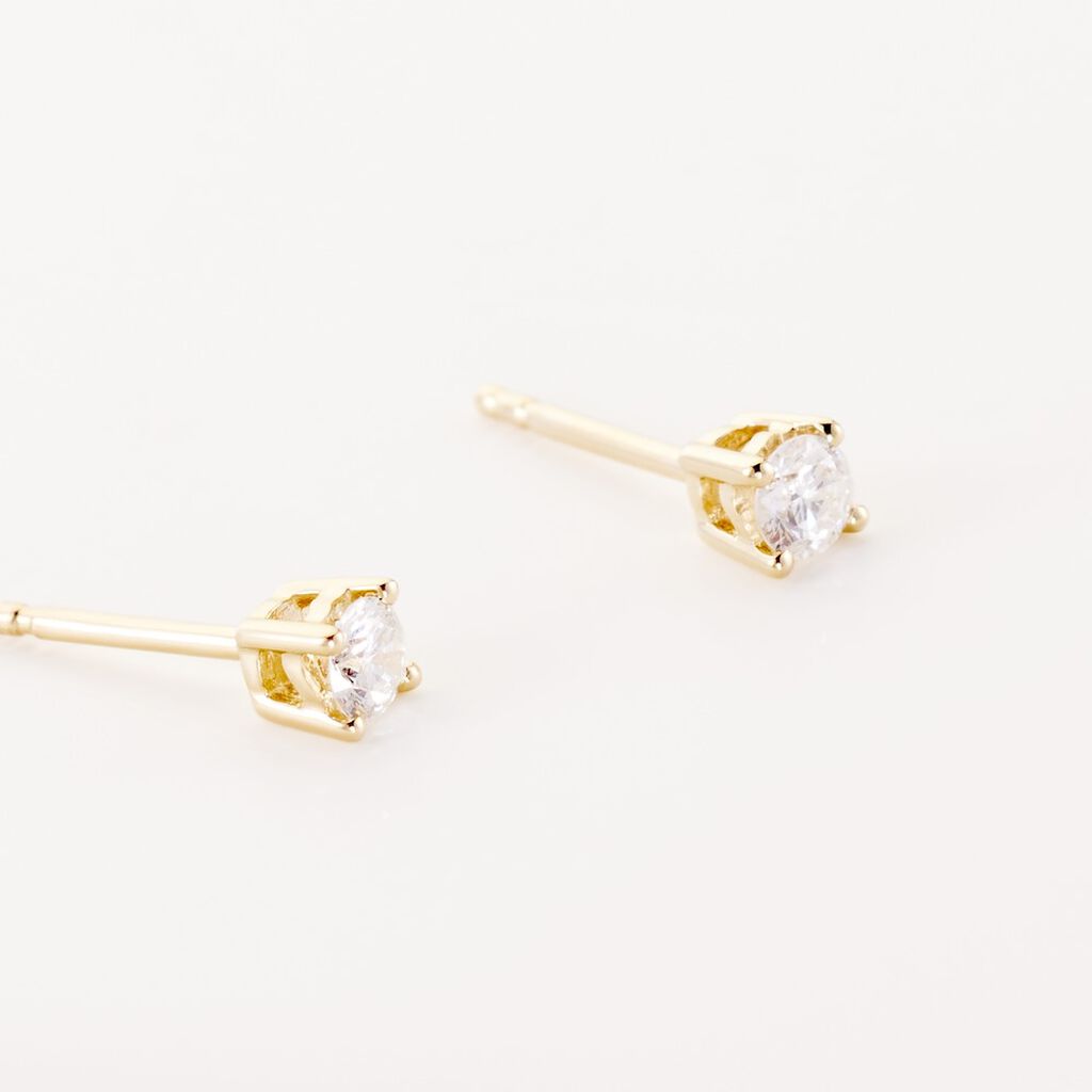 Boucles D'oreilles Puces Victoria Or Jaune Diamant