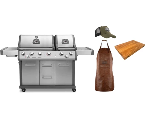 Austin and Barbeque AABQ - Pro 6 2B   Rotisserie   AABQ - Apron   AABQ - Cap   skjærebrett i eik