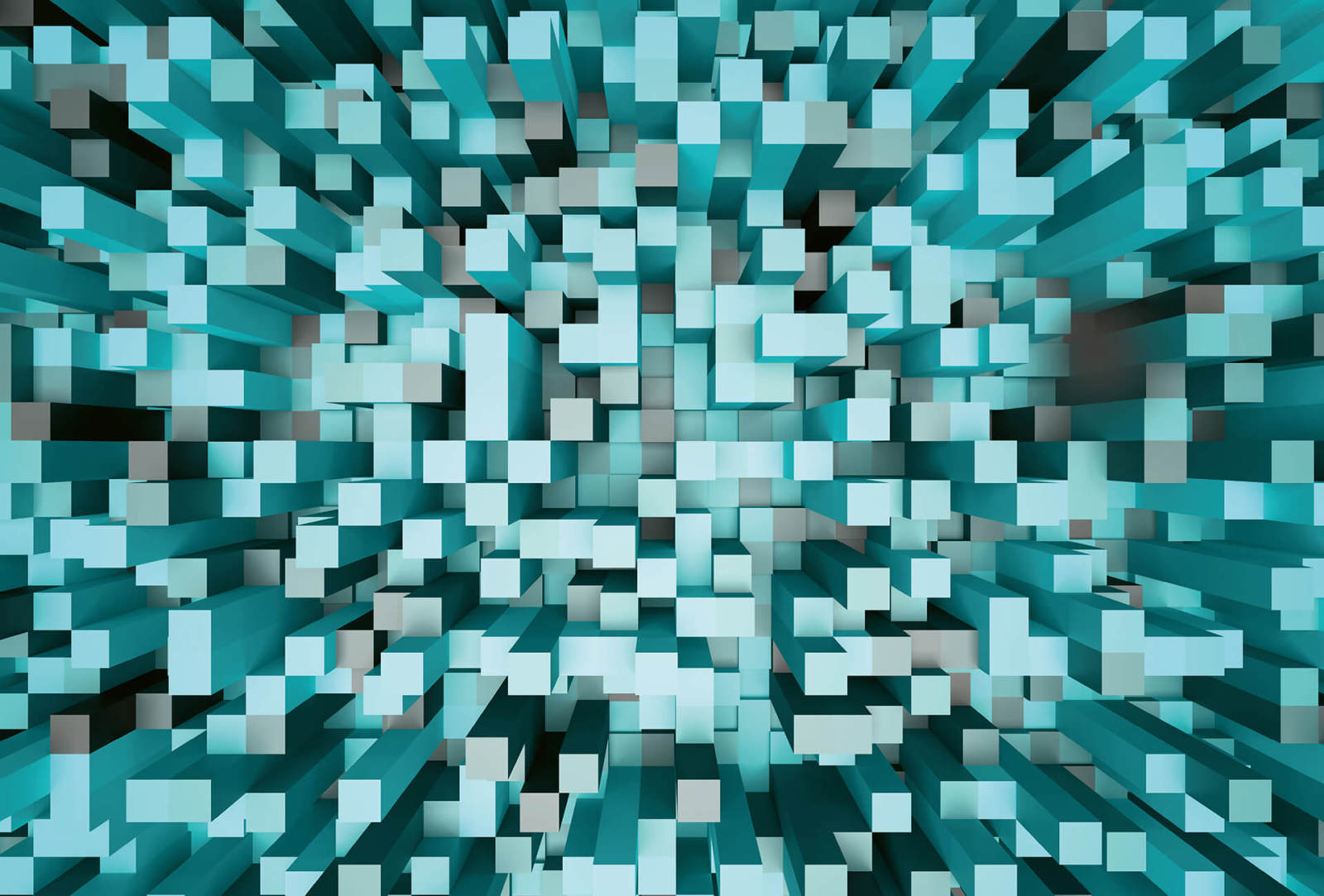 Fototapete DESIGNWALLS 2.0 - türkis-grau - 3D-Art - 2,6 Meter