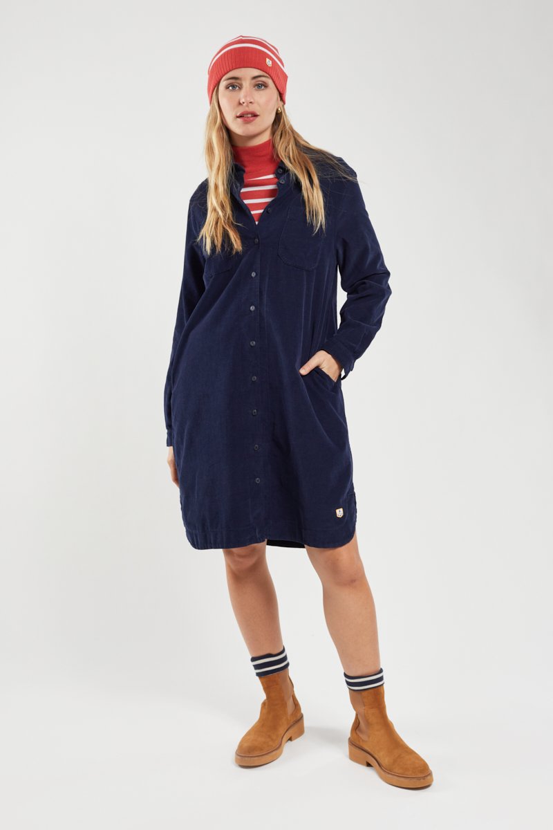 Robe chemise en velours - coton