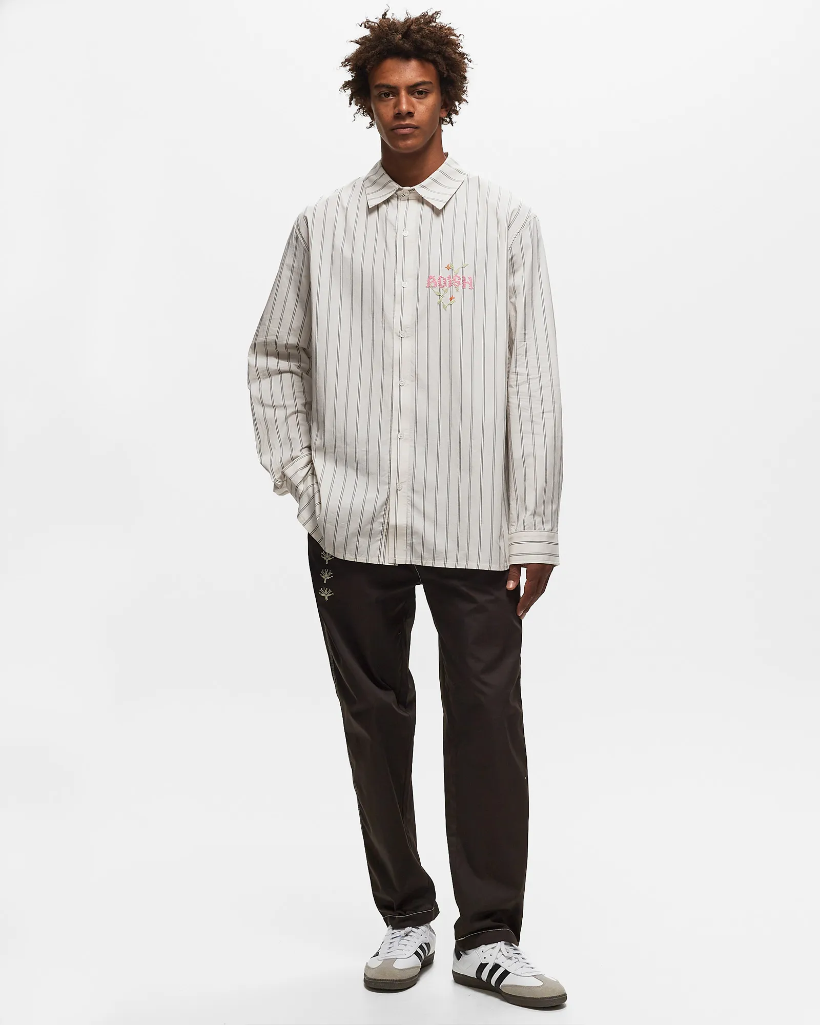 ADISH Nafnuf Logo Cotton Striped Shirt