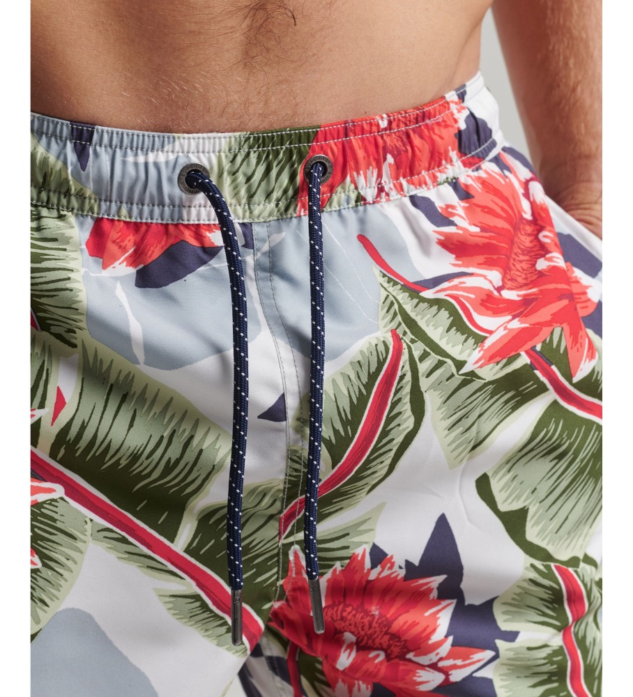 Maiô havaiano da Superdry feito com material reciclado multicolorido.