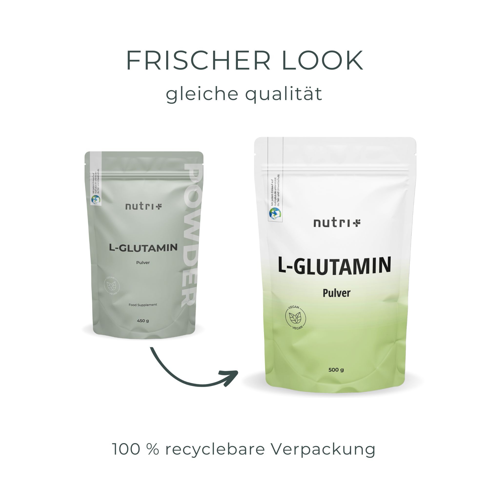 Nutri+ L-Glutamin Pulver 500g Aminosäure