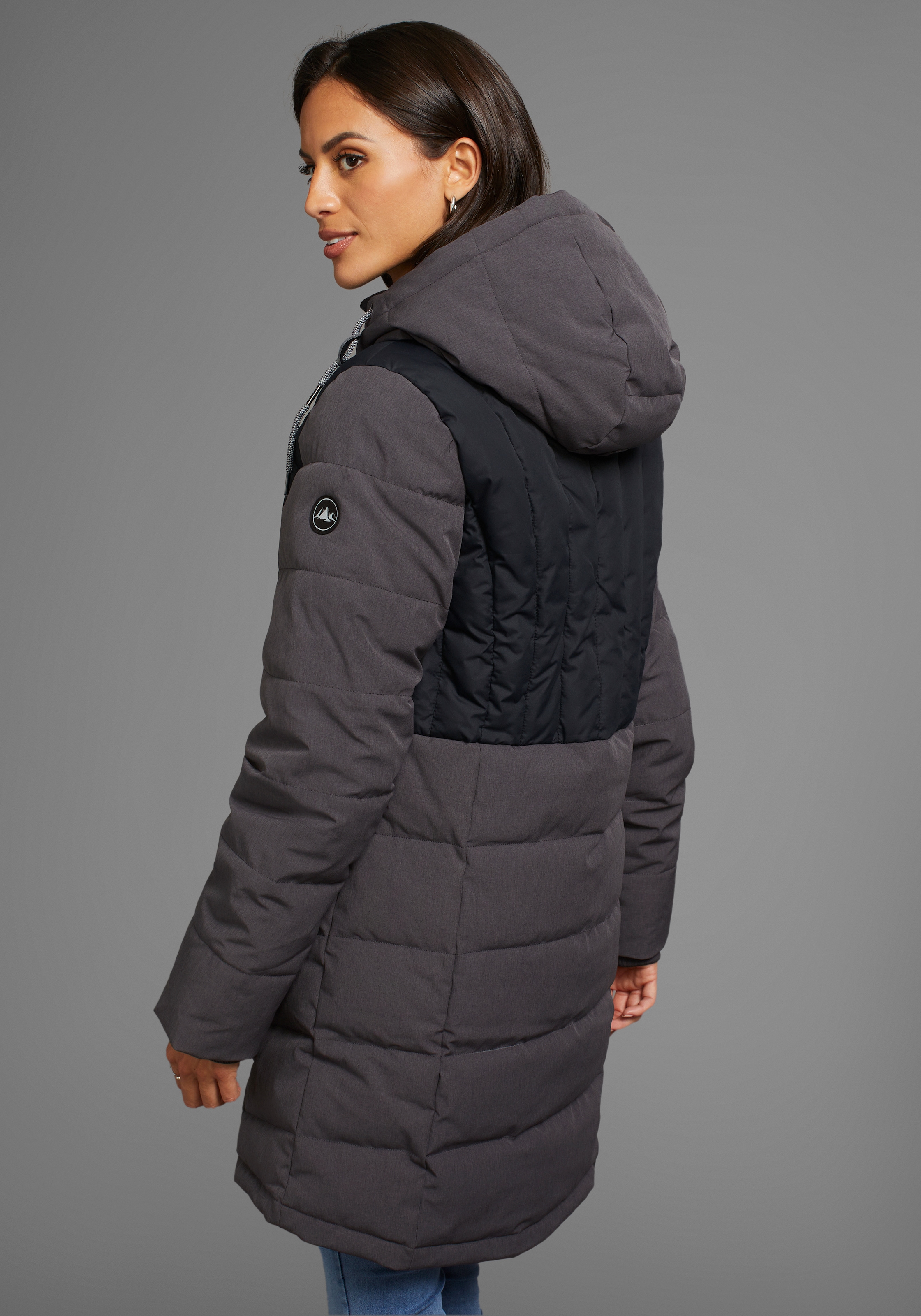 Polarino Winterjacke mit Kapuze gesteppter Winterparka mit gefütterter Kapuze