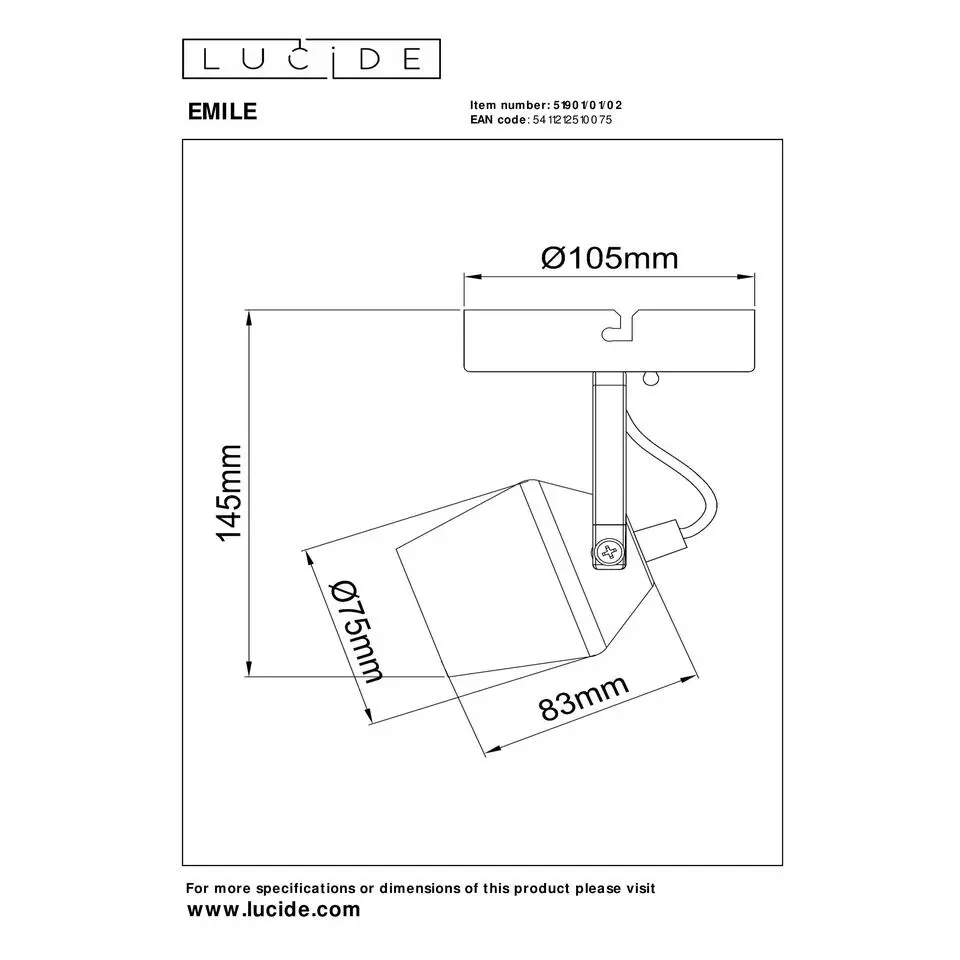 Lucide EMILE Plafondspot - Mat Goud / Messing