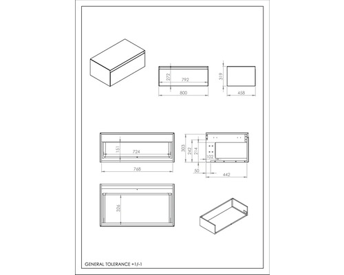 Jungborn onderkast DECEM BxHxD 800 x 319 mm x 458 mm Frontkleur zwart mat