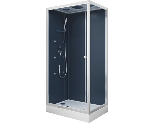 Aurlane Blue River Rectangle 2.0 complete douche-unit, 80 x 110 x 219 cm, zilvergrijs