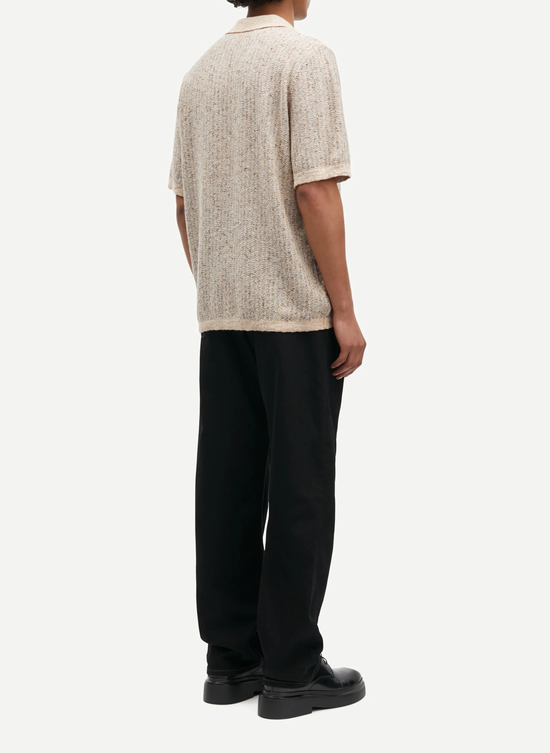 SARSENE - Polo droit maille chiné en coton| Beige