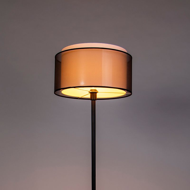 Design vloerlamp zwart met zwart-wit kap 47 cm - Simplo