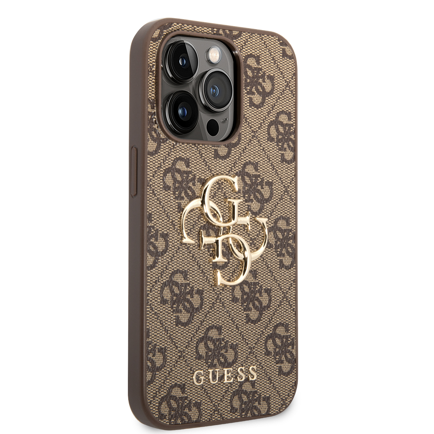 iPhone 15 Pro Max Leder Hardcase Hülle 4G Big Metal Logo (GUHCP15X4GMGBR) - Braun