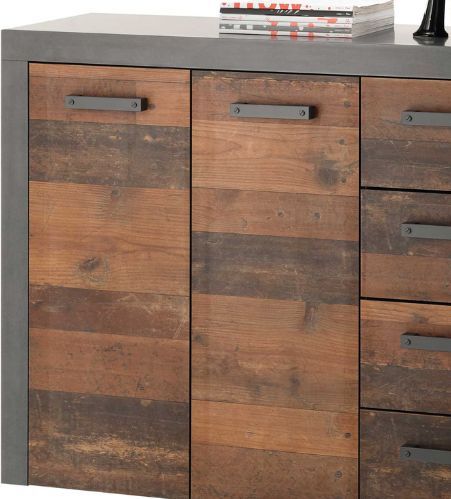 Commode - Tarma - Antraciet - Spaanplaat - 3 Deuren - 4 Lades