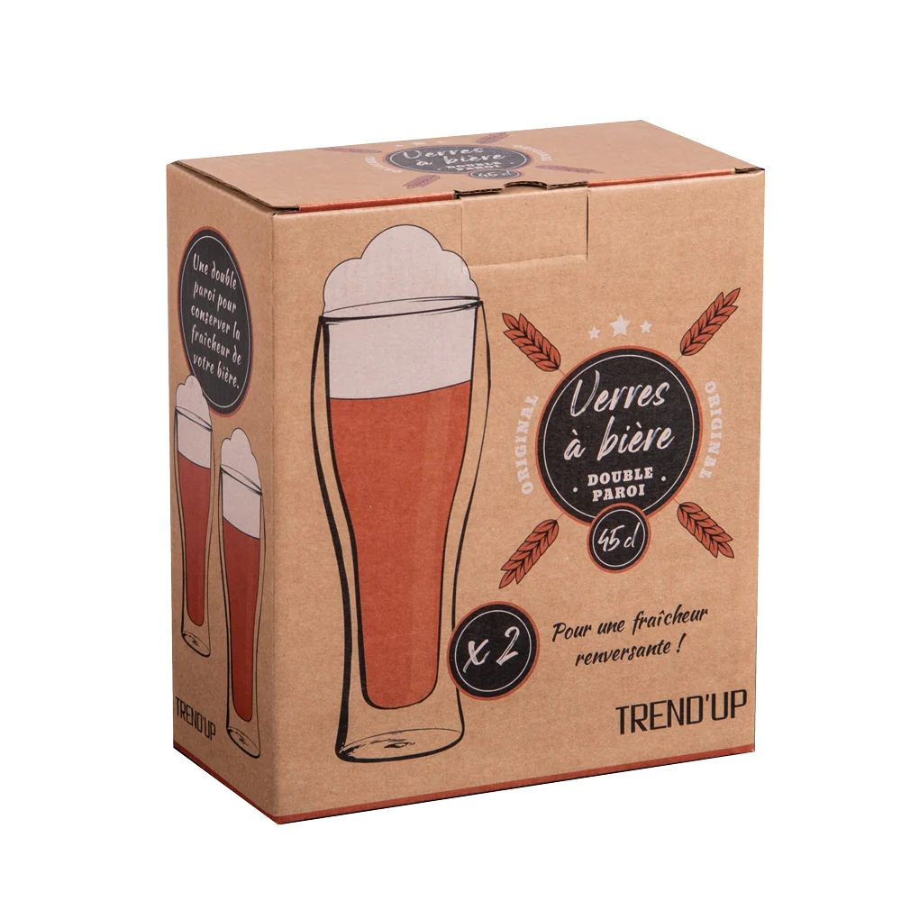 Set de 2 gobelets à bière double parois 45 cl Trend'up