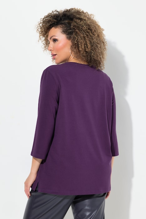 Shirt, Zierstein-Brusttasche, Rundhals, 3/4-Arm