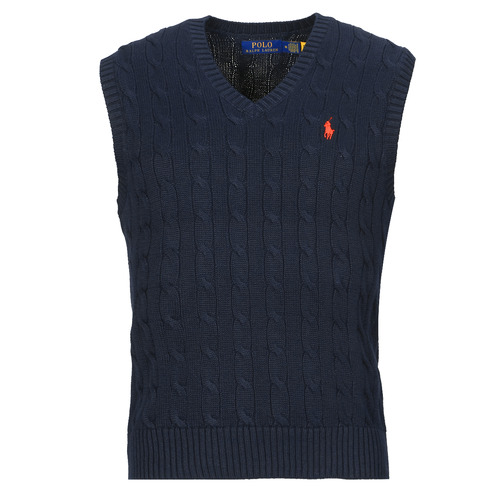 Polo Ralph Lauren - PULL COTON CABLE COL V SANS MANCHE Marino / Hunter / Navy