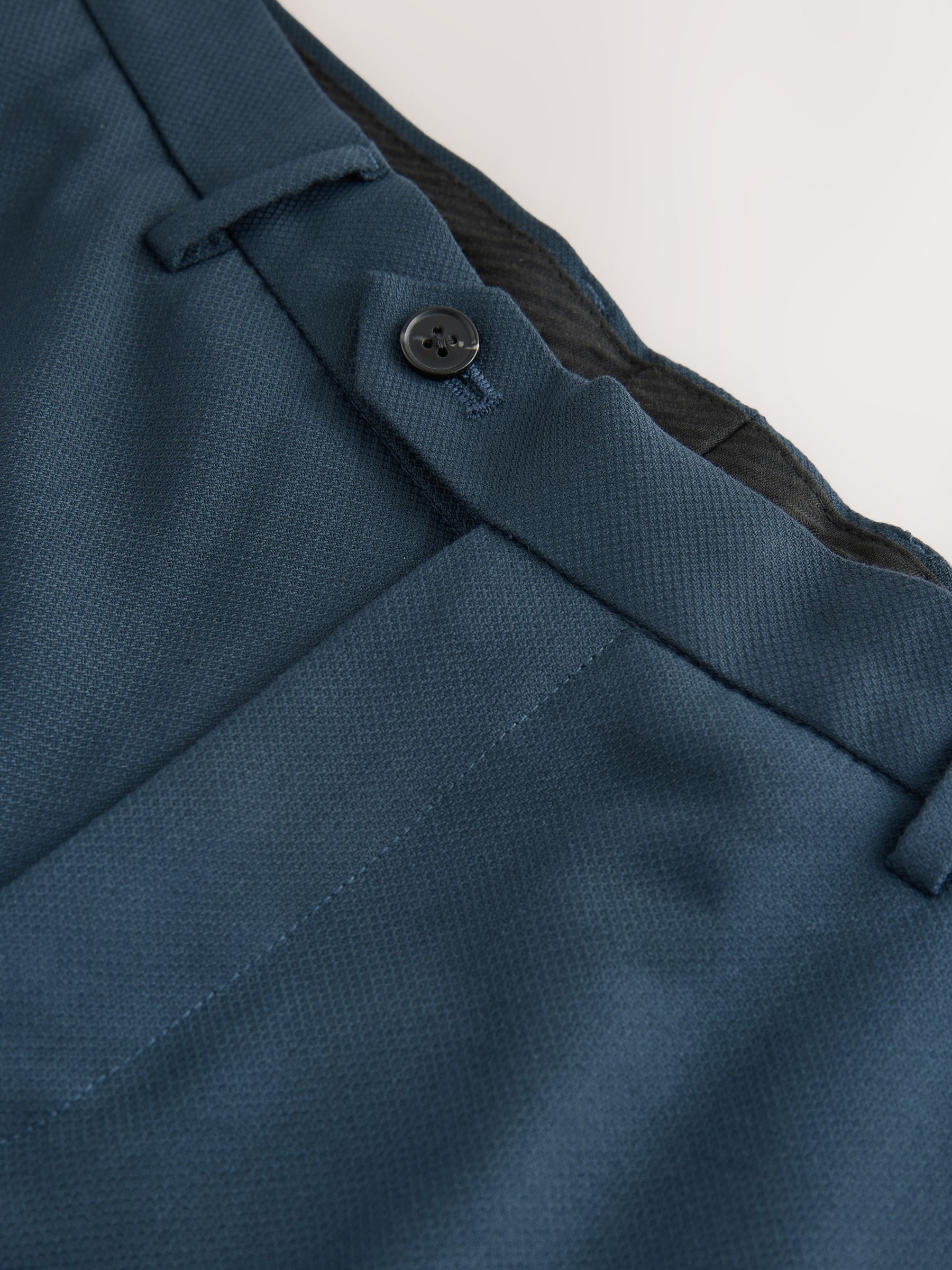 Blauwgroen - Slim Fit - Kostuum met textuur: broek