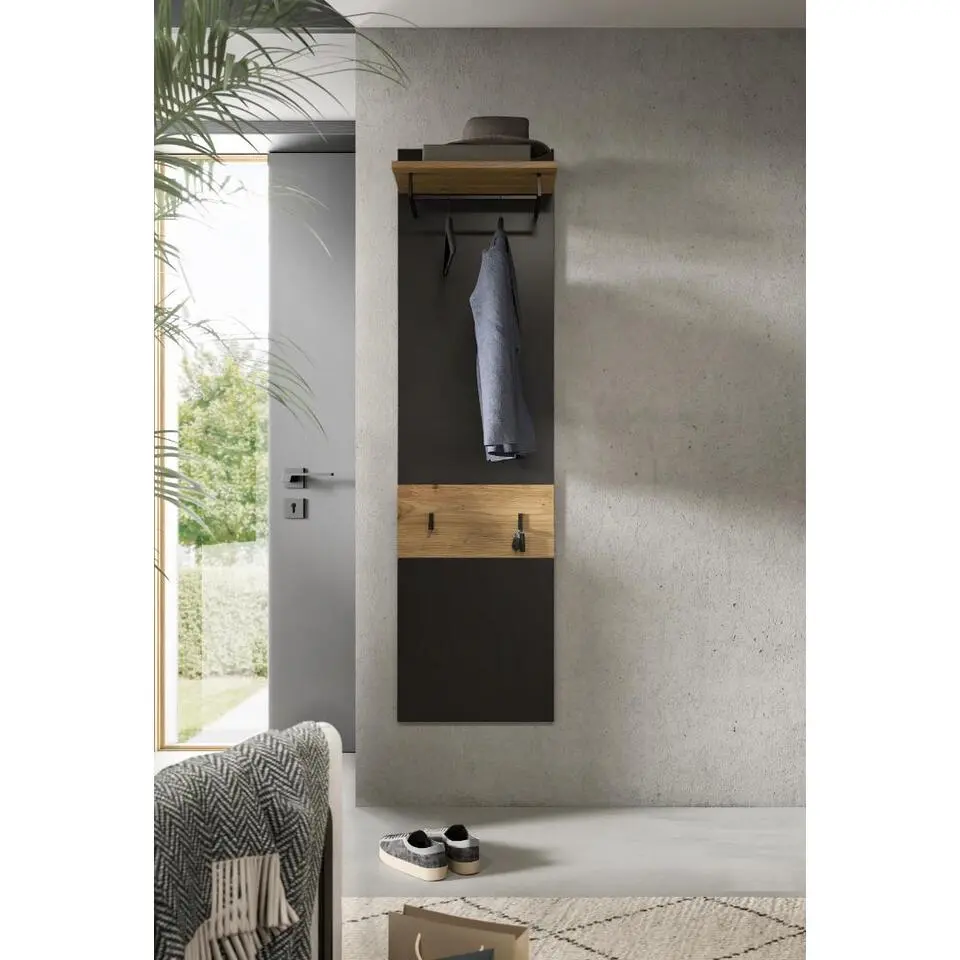 Hioshop Canu kapstok 2 haken eiken decor- grijs