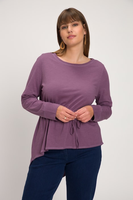 Shirt, Zipfelsaum, Rundhals, Langarm, Biobaumwolle