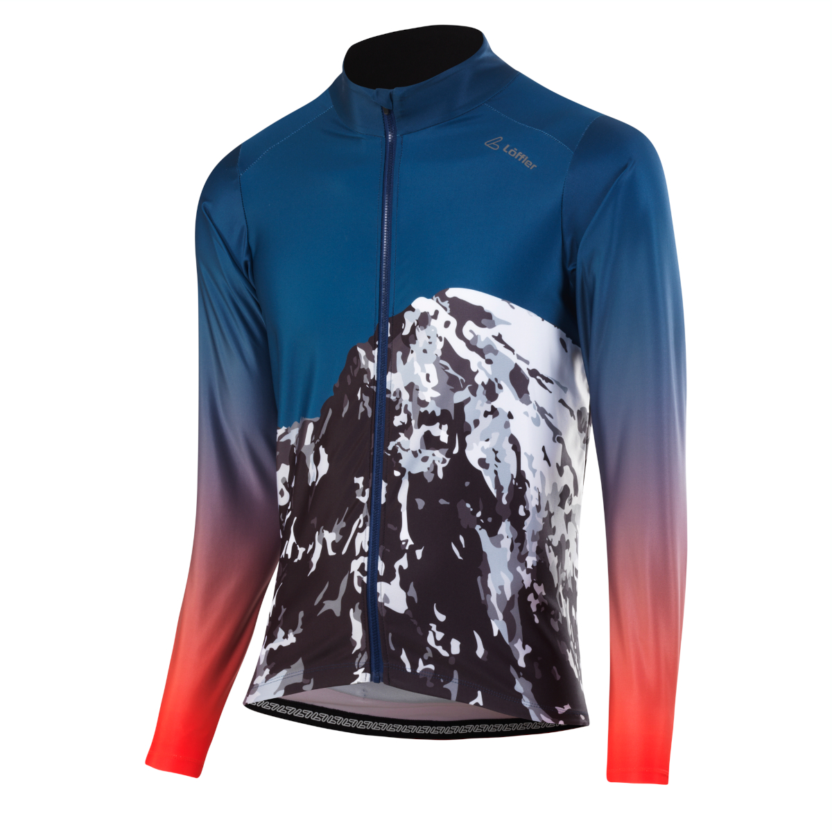 Löffler Scarp blauw heren lange mouwen wielrenshirt