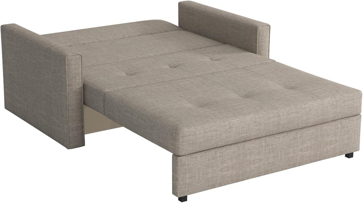 Mirjan24 Sofa Viva Bis II mit Schlaffunktion, 2 Sitzer Polstersofa mit Bettkasten inkl. Kissen, Schlafsofa Sofagarnitur, Bettsofa, Wohnlandschaft, Farbauswahl (Alova 36 + Alova 29)