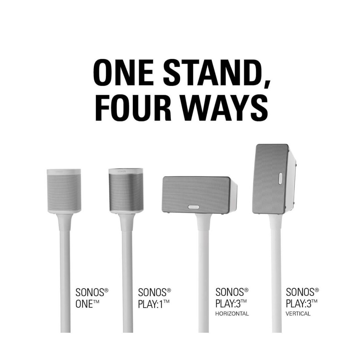 SANUS Gulvstativ for Sonos One SL Play:1 Play:3 Par Hvit