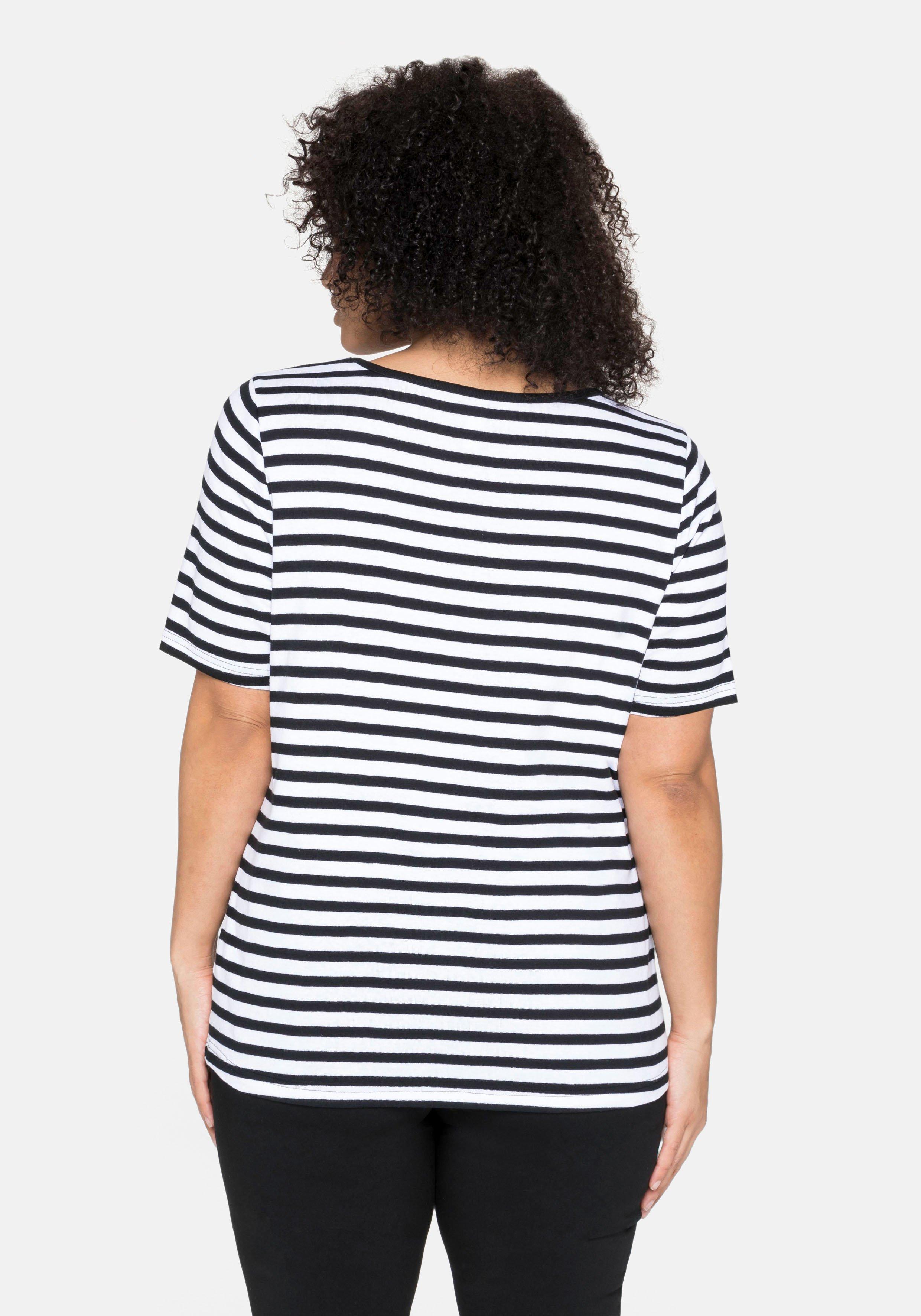 T-Shirt mit Streifen und Rundhalsausschnitt