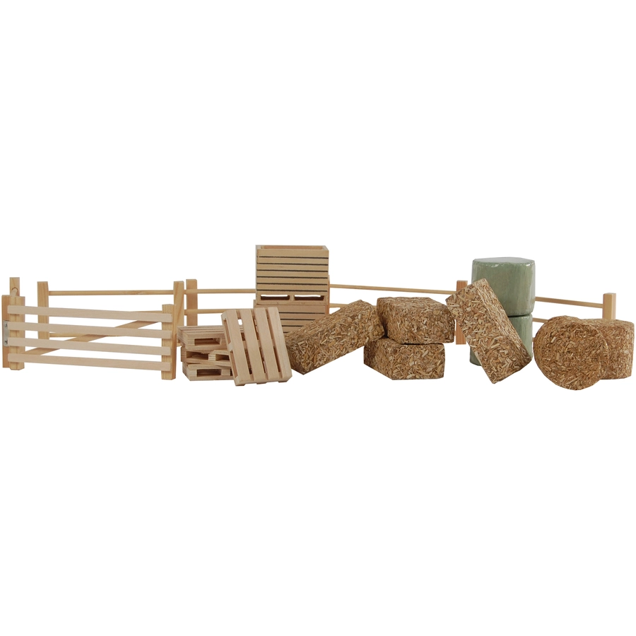 Kids Globe Farming Farming Zubehör Set, für Bauernhof mit Zäunen + Heuballen Braun Braun