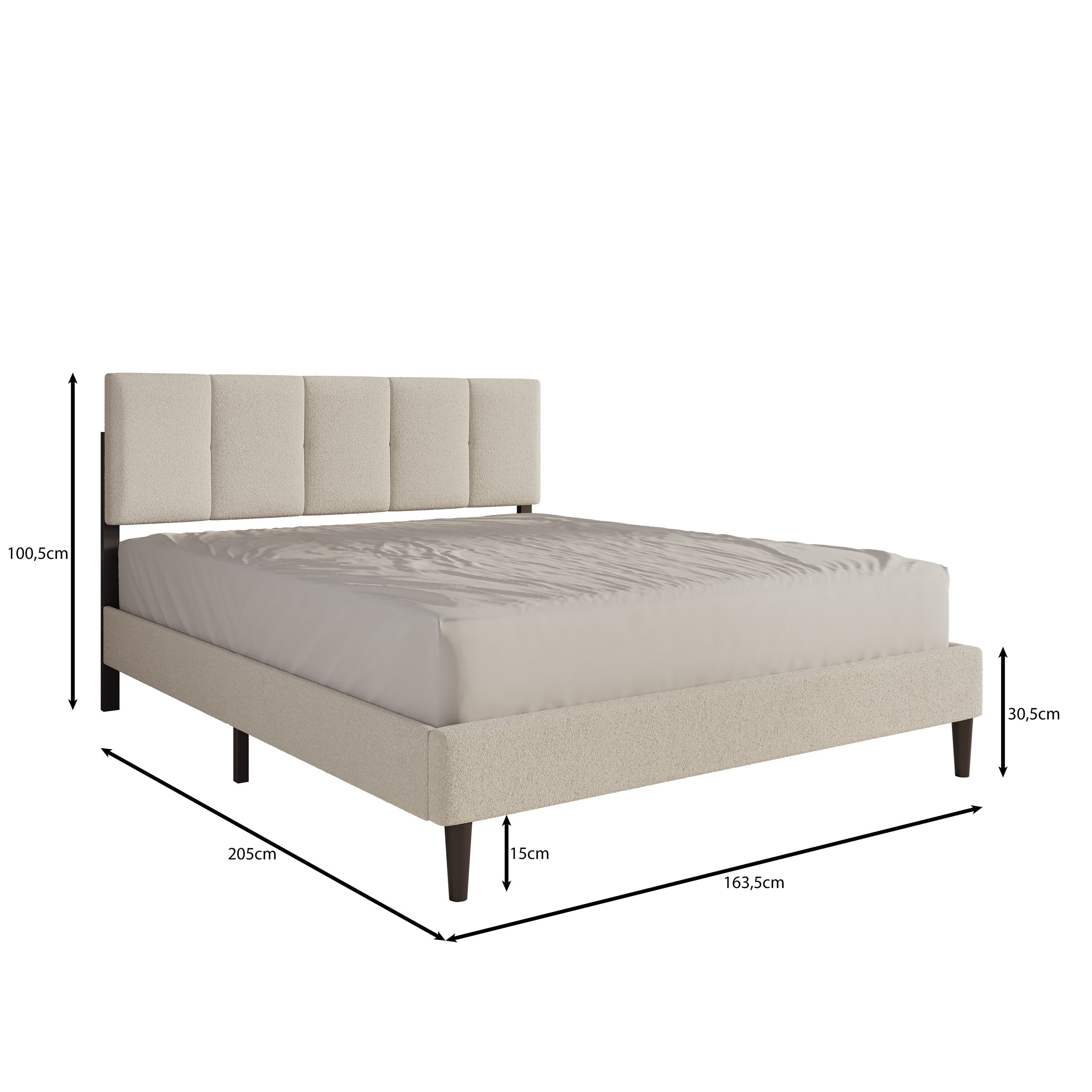 Varell - Tweepersoonsbed - Stof zwart - 160x200 cm