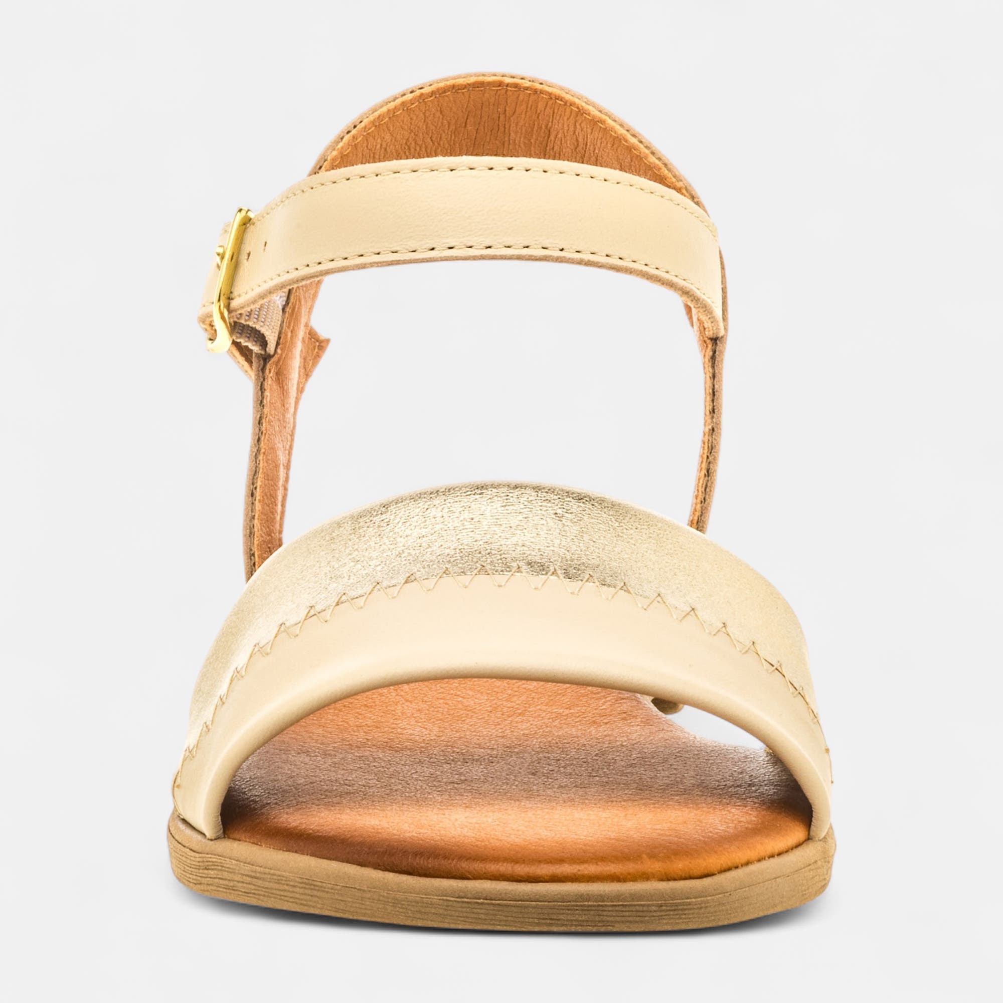 Nu-pieds Femme en cuir beige